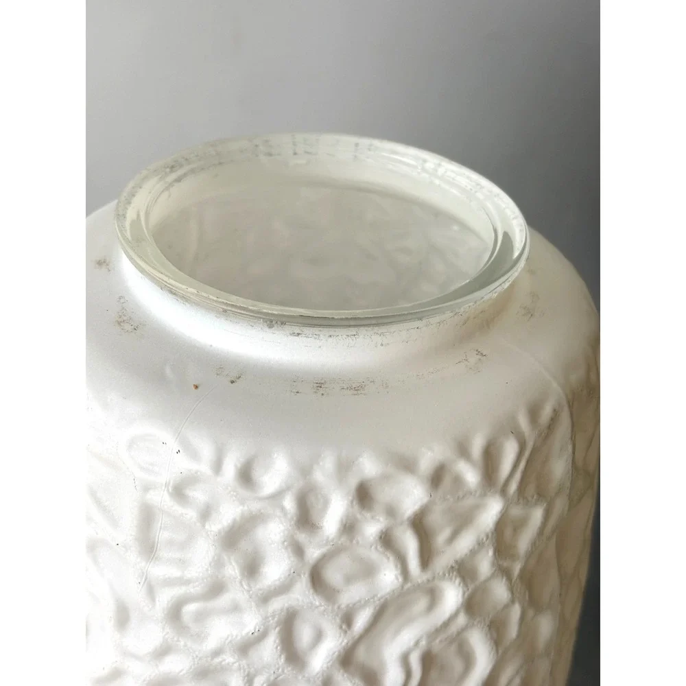 Vintage Mid Century Milk Glass Texture Lamp Shade Globe White Replacement Oblong